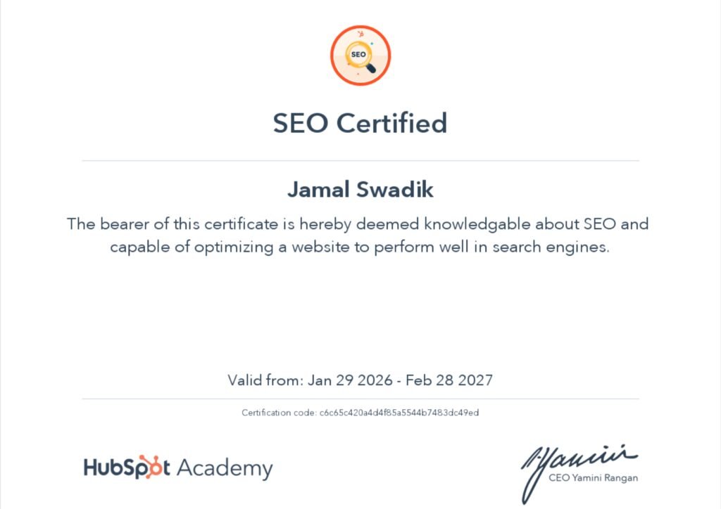 hubspot seo certificate
