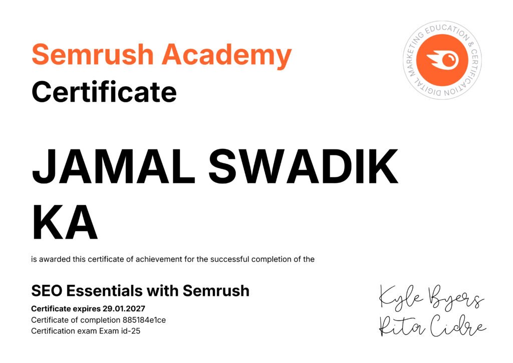 semrush seo certificate