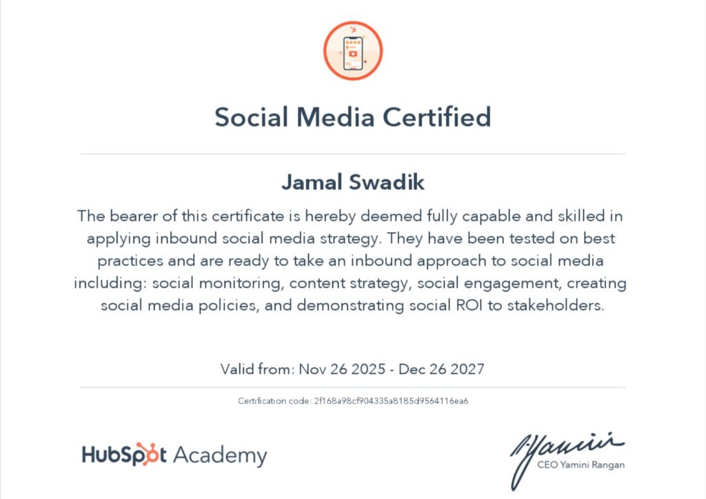 social media marketing hubspot certificate
